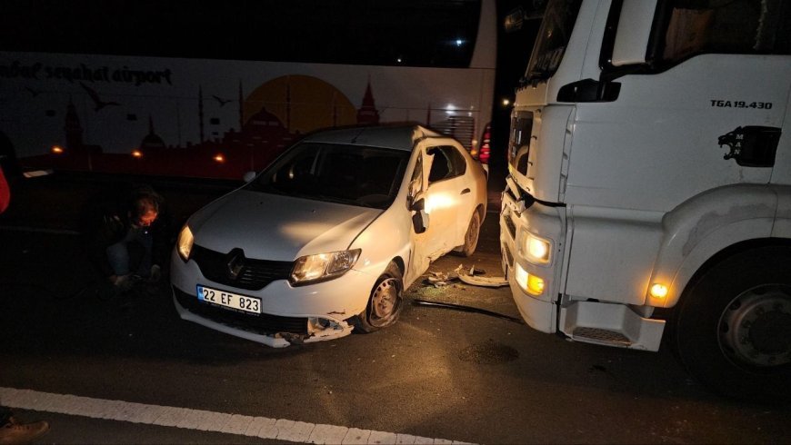 Tır ile çarpışan otomobil ehliyetsiz sürücüsü, 5.46 promil alkollü çıktı